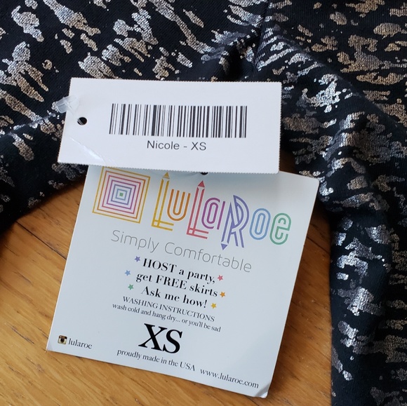 Lularoe Black and Metallic Silver Nicole Dress NWT - Picture 7 of 7
